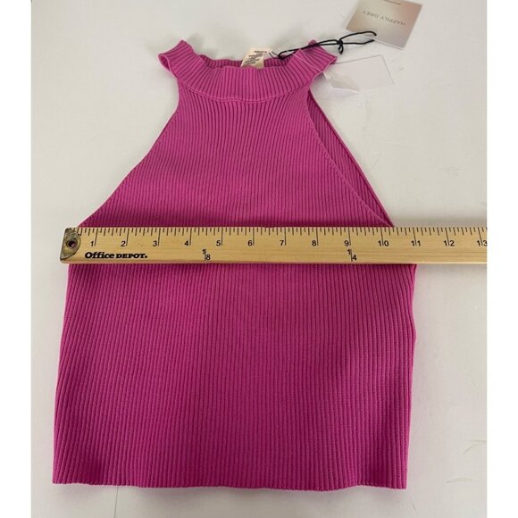 Happily Grey Ribbed Halter Crop Top Womens Size Medium Polyester Vibrant Pink - Picture 6 of 7